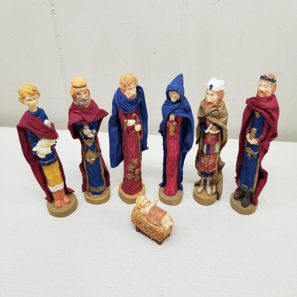 Kurt Adler Fabric Mache Nativity Set Santas World Jesus Mary Joseph Christmas Ho